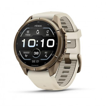 Garmin Fenix 9 Pro 010-04335-26 älykello, 43 mm, Autumn Gold -titaani, kermanvärinen/ranskanharmaa silikoniranneke