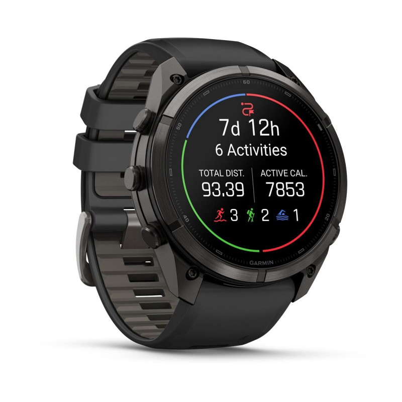 Garmin Fenix 9 Pro 010-04337-16 älykello, 51 mm, Carbon Gray DLC -titaani, musta/Pebble Grey -silikoniranneke