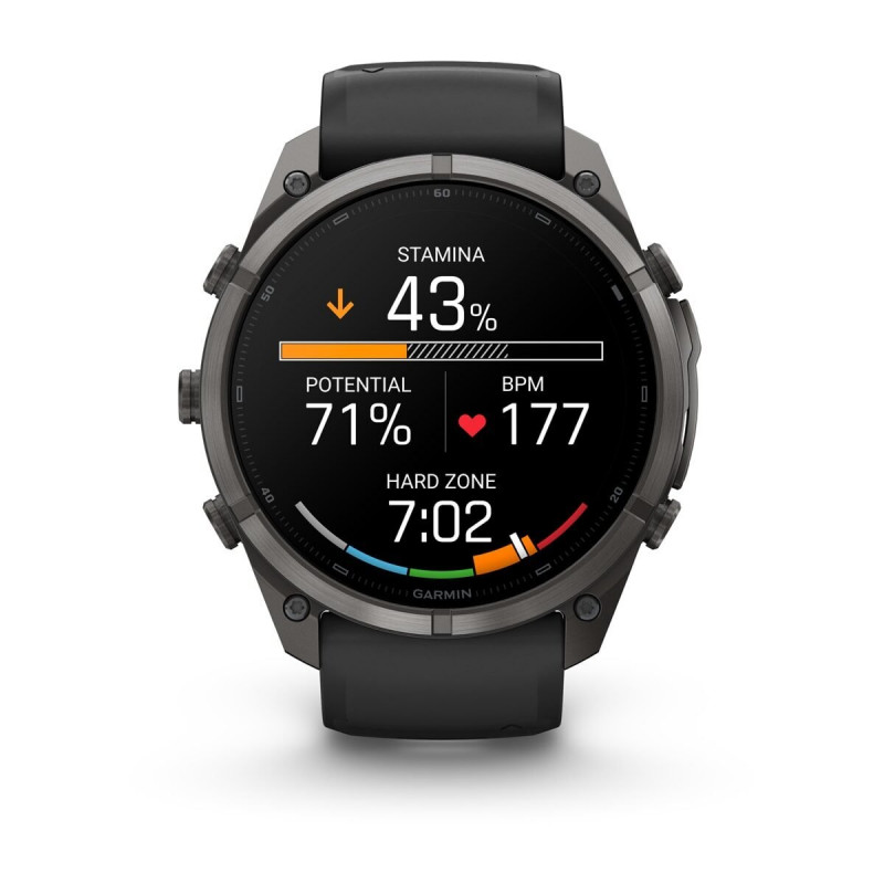 Garmin Fenix 9 Pro 010-04337-16 älykello, 51 mm, Carbon Gray DLC -titaani, musta/Pebble Grey -silikoniranneke