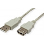 Secomp STANDARD USB 2.0 -jatkokaapeli, tyyppi A-A, uros/naaras, beige, 3 m