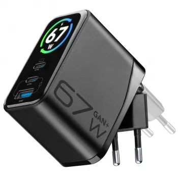 Cellularline TFT Multiport Charger 67 W pikalaturi, GaN, 2 x USB-C, 1 x USB-A
