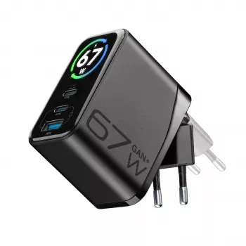 Cellularline TFT Multiport Charger 67 W pikalaturi, GaN, 2 x USB-C, 1 x USB-A