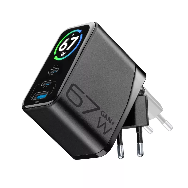 Cellularline TFT Multiport Charger 67 W pikalaturi, GaN, 2 x USB-C, 1 x USB-A
