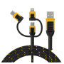 Dewalt DXMA131-1356-DWG USB-kaapeli USB-A - USB-C + microUSB + Lightning, 1,8 m, musta