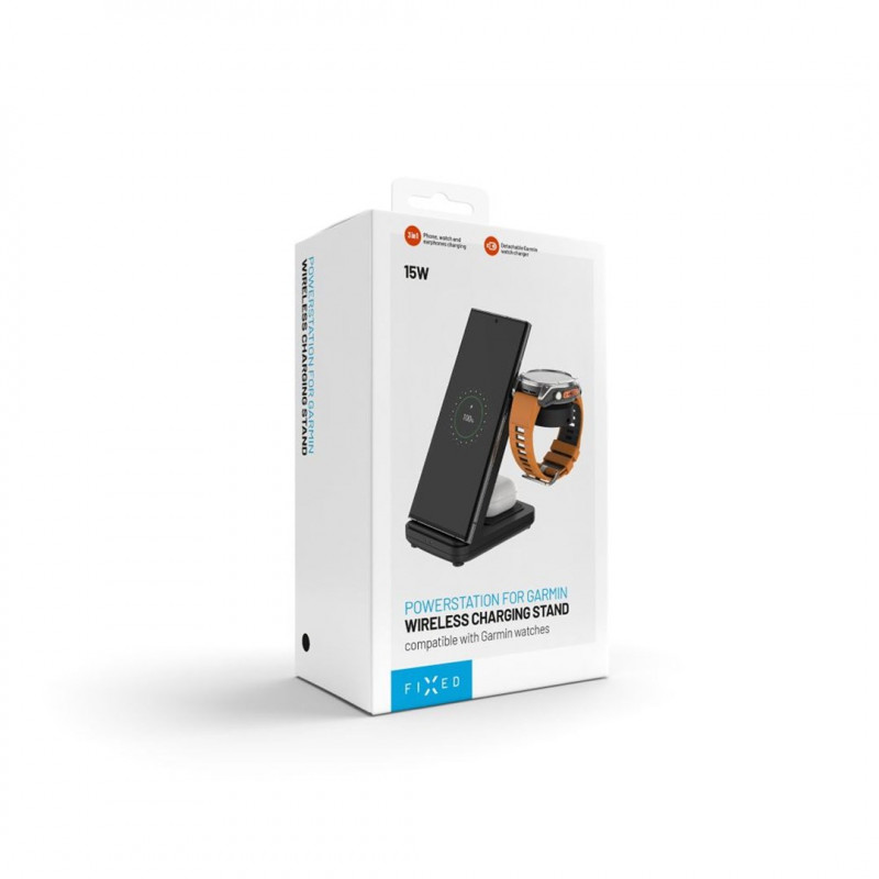 Fixed Powerstation for Garmin 3-in-1-langaton laturi, Qi, 18 W, musta
