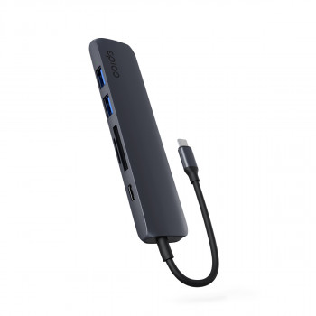 Epico 6in1 Alu USB-C-keskitin, 8K, Midnight