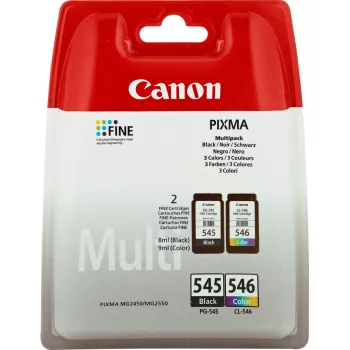 Canon PG-545 / CL-546 mustepatruunoiden monipakkaus 8287B006, musta + väri (syaani, magenta, keltainen) (2 kpl)