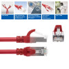 ACT FC2552 erittäin joustava CAT6A S/FTP kytkentäkaapeli, 0,25 m, TPE, RJ45, takertumaton, punainen
