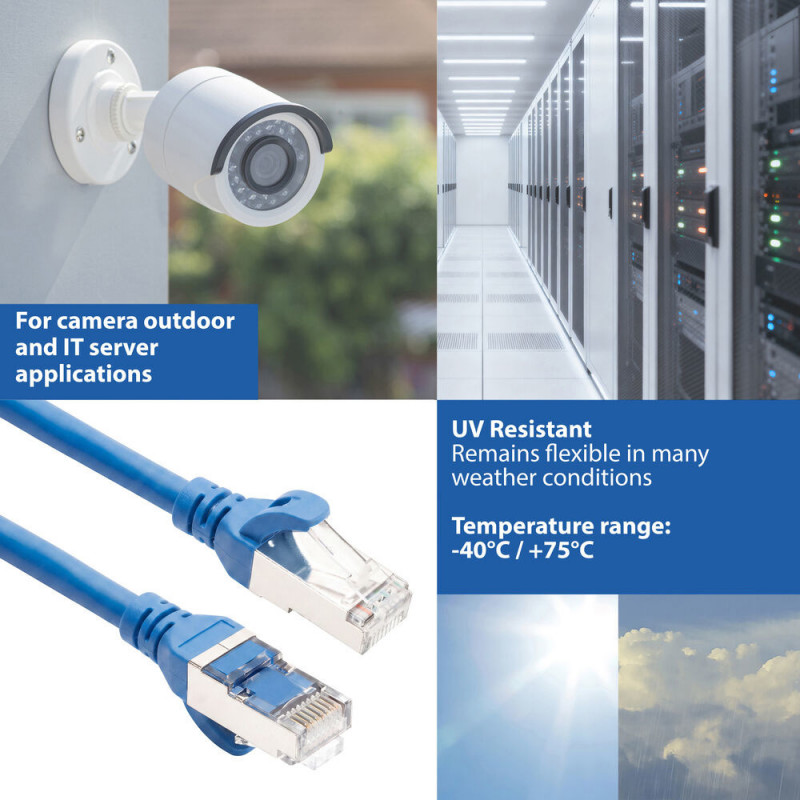 ACT FC2602 erittäin joustava CAT6A S/FTP kytkentäkaapeli, 2 m, TPE, RJ45, takertumaton, sininen