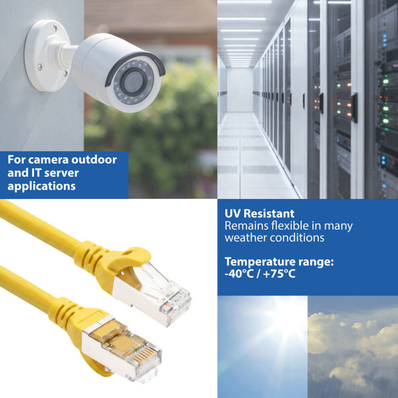 ACT FC2807 S/FTP CAT6A -kytkentäkaapeli, 7 m, TPE, erittäin joustava, takertumaton, RJ45, keltainen