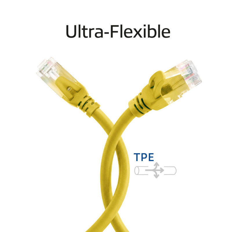 ACT FC1807 U/UTP CAT6A TPE erittäin joustava kytkentäkaapeli RJ45-liittimillä, 7 m, keltainen