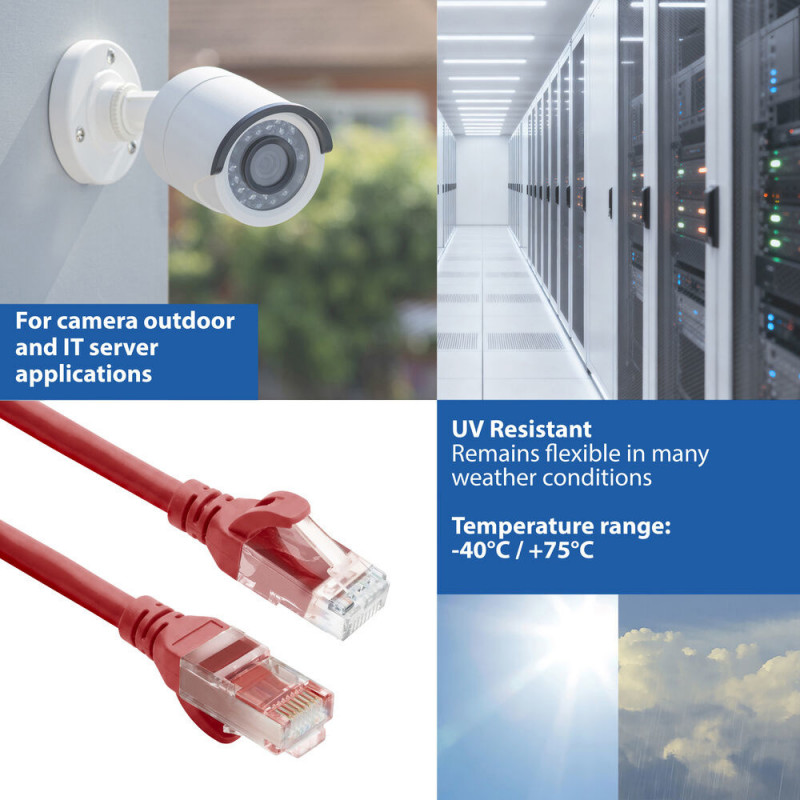 ACT FC1502 U/UTP CAT6A erittäin joustava kytkentäkaapeli, TPE, salpasuojattu, RJ45, 2 m, punainen