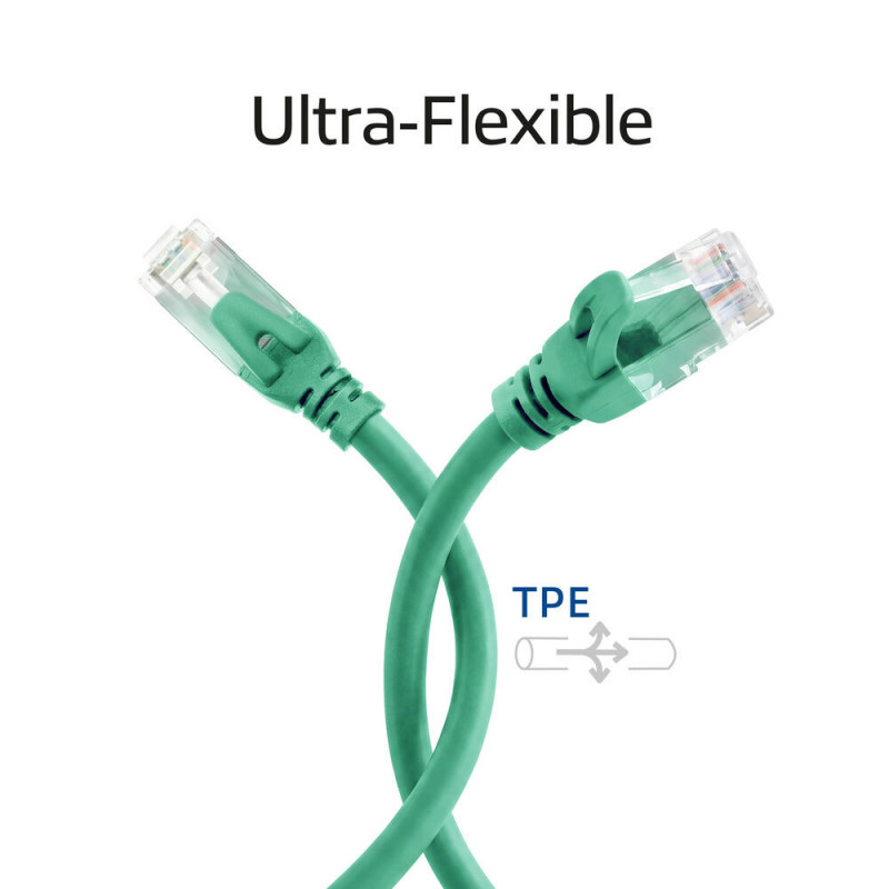 ACT FC1700 U/UTP CAT6A -kytkentäkaapeli, TPE, erittäin joustava, RJ45, 0,5 m, vihreä