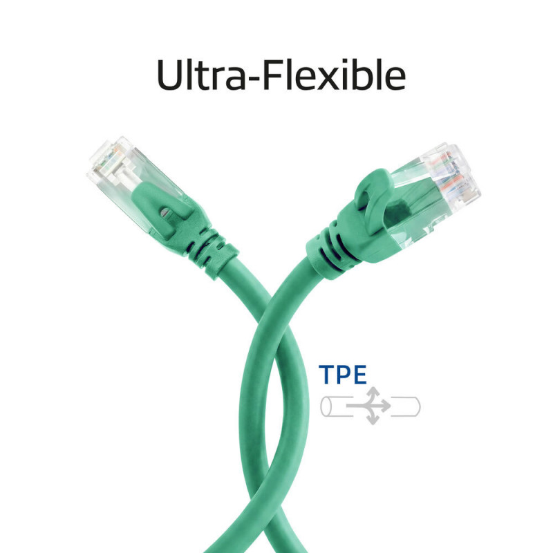 ACT FC1703 U/UTP CAT6A -kytkentäkaapeli, TPE, erittäin joustava, RJ45, 3 m, vihreä