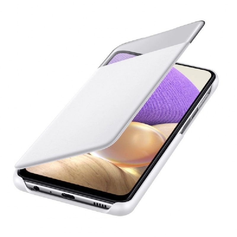 Samsung Smart S View Wallet Cover -suojakotelo Galaxy A32 5G:lle, valkoinen