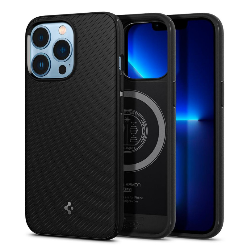Spigen Mag Armor SPN1735BLK suojakuori Apple iPhone 13 Pro -puhelimelle, MagSafe, mattamusta
