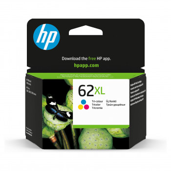HP 62XL alkuperäinen kolmivärinen mustekasetti, suuri kapasiteetti, 9,5 ml, 300 sivua
