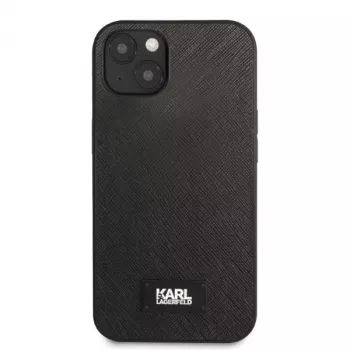 Karl Lagerfeld KLHCP13MSFMP2K kova kotelo iPhone 13 / 14 / 15, Saffiano Plaque, musta