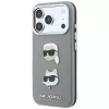 Karl Lagerfeld Saffiano-kotelo Karl & Choupette Heads Pins & Logo, iPhone 18 Pro Max / 17 Pro Max -puhelimille, harmaa