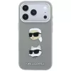 Karl Lagerfeld Saffiano-kotelo Karl & Choupette Heads Pins & Logo, iPhone 18 Pro Max / 17 Pro Max -puhelimille, harmaa