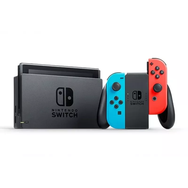 Nintendo Switch (uusi päivitetty malli) kannettava pelikonsoli, musta / sininen / punainen, 15,8 cm (6,2 tuumaa), 32 GB, Wi-Fi