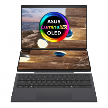 Asus Zenbook Duo UX8407AA-SN094X 14 tuuman kannettava tietokone, OLED-kosketusnäyttö, Intel Core Ultra 9 378H, 32 GB LPDDR5X, 2000 GB SSD, Windows 11 Home, Moher Gray