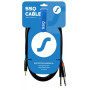 SSQ MIJM3 SS-1815 audiokaapeli, 3,5 mm stereo-jakki – 2x 6,3 mm mono-jakki, 3 m, musta