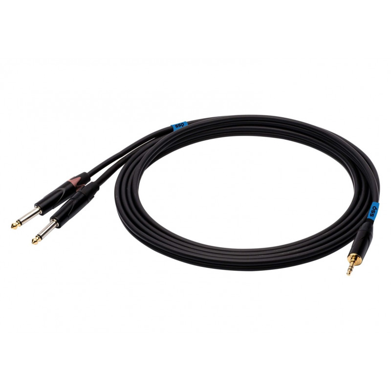 SSQ MIJM3 SS-1815 audiokaapeli, 3,5 mm stereo-jakki – 2x 6,3 mm mono-jakki, 3 m, musta
