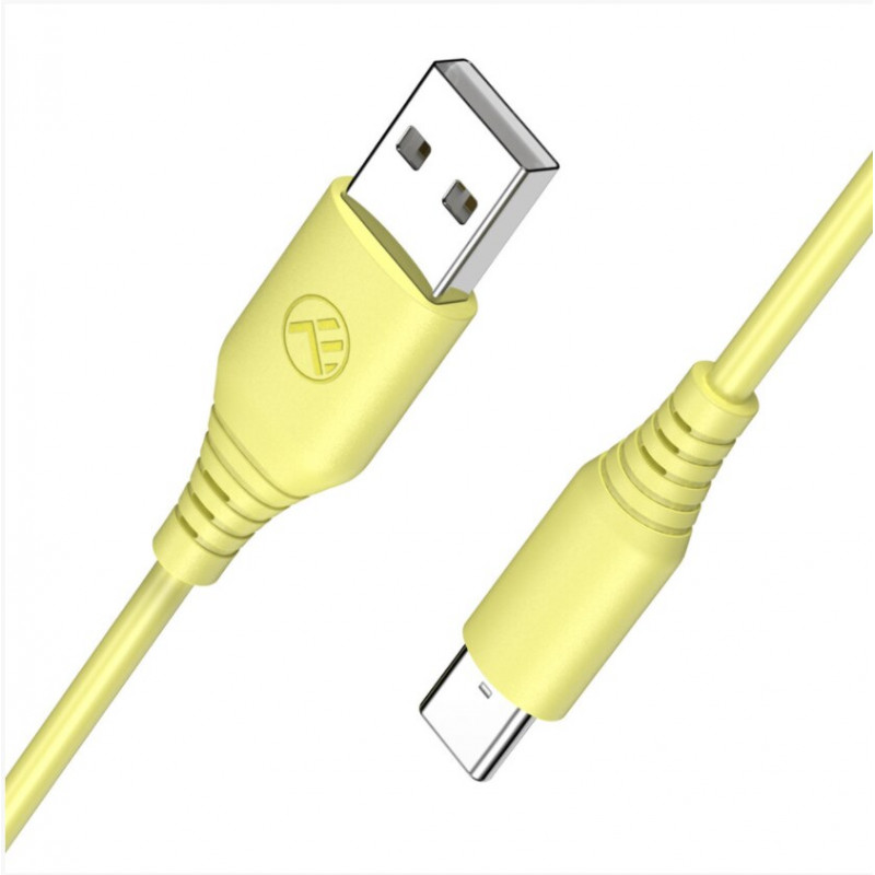 Tellur TLL155400 silikoninen USB–Type-C-kaapeli, 3A, 1 m, keltainen