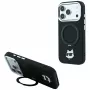 Karl Lagerfeld KF003216 Ring Stand 360 Choupette Head Pin MagSafe -suojakotelo iPhone 18 Pro Max / 17 Pro Max -puhelimelle, musta