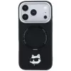 Karl Lagerfeld KF003216 Ring Stand 360 Choupette Head Pin MagSafe -suojakotelo iPhone 18 Pro Max / 17 Pro Max -puhelimelle, musta