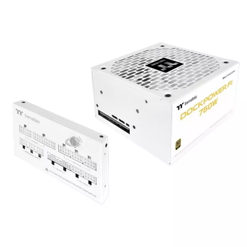 Thermaltake Dockpower FI 750W tietokoneen virtalähde, 80 PLUS Gold, modulaarinen, valkoinen