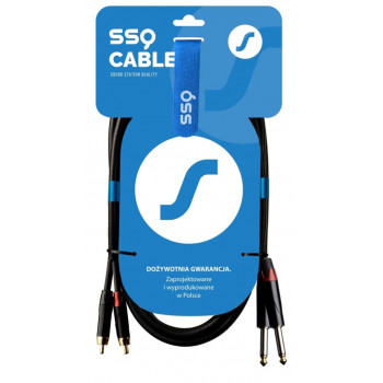 SSQ RCAJM1 SS-1427 äänikaapeli, 2x RCA – 2x 6,3 mm mono-jakki, 1 m, musta