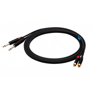 SSQ RCAJM1 SS-1427 äänikaapeli, 2x RCA – 2x 6,3 mm mono-jakki, 1 m, musta