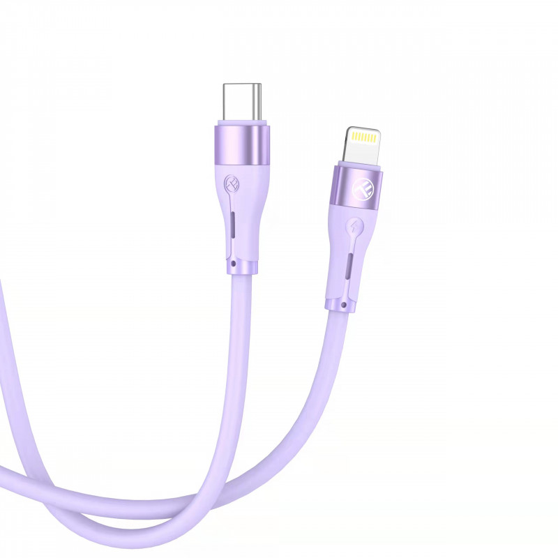 Tellur silikoninen Type-C – Lightning-kaapeli, PD 30 W, 1 m, violetti