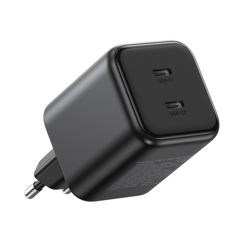 Ugreen X526 laturi 45 W, 2 x USB-C, GaN, musta