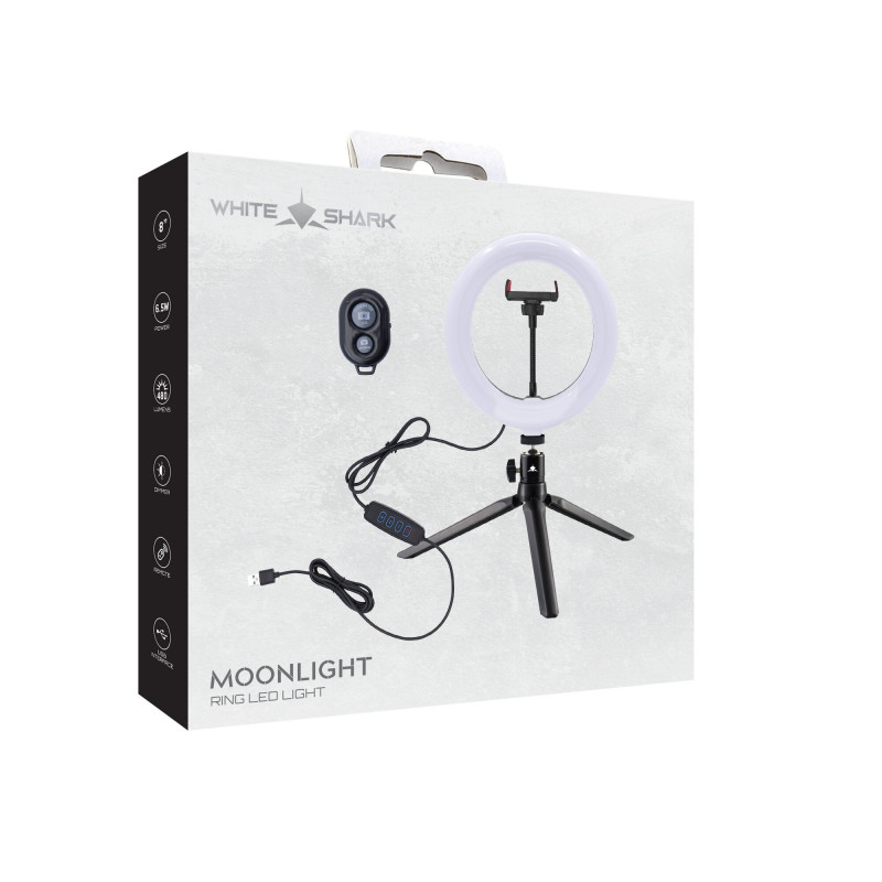White Shark RL-08 MOONLIGHT-2 LED-rengasvalo, 21 cm