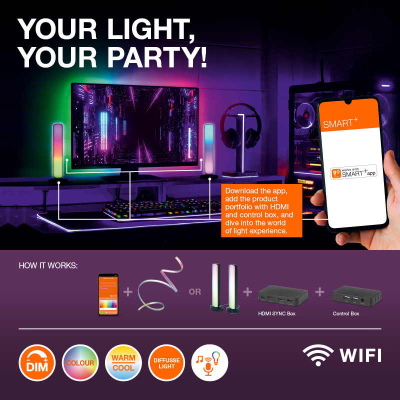 Osram SMART+ WiFi Planon Magic Panel 450x450 mm älyvalopaneeli, RGB+TW, himmennettävä, 24 W, valkoinen
