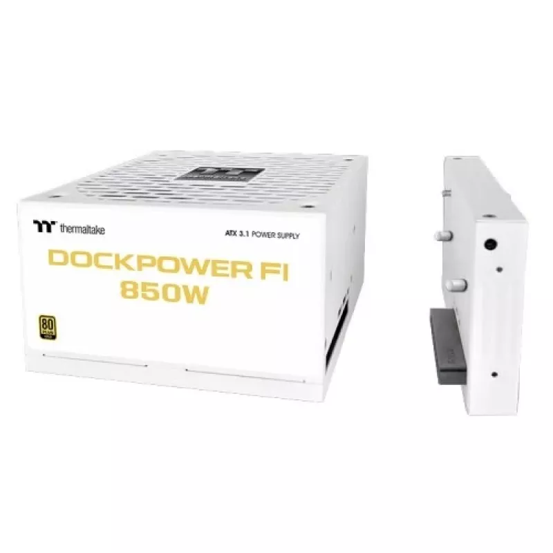 Thermaltake Dockpower FI 850 W tietokoneen virtalähde, ATX 3.1, 80 PLUS Gold, lumenvalkoinen