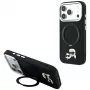 Karl Lagerfeld Ring Stand 360 Karl & Choupette Heads Pin MagSafe -kuori iPhone 18 Pro Max / 17 Pro Max -puhelimelle, musta