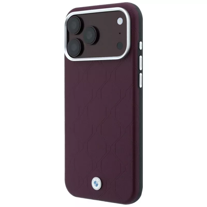 BMW BMW001223 suojakotelo iPhone 18 Pro / 17 Pro, Sign Deboss Quilted Metal Logo, MagSafe, viininpunainen
