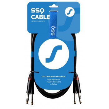 SSQ SS-1456 äänikaapeli, 2x Jack stereo - 2x Jack stereo, 1 m, musta