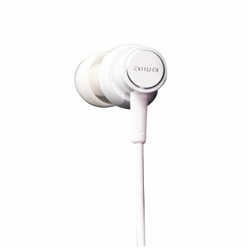Aiwa ESTM-500W langalliset nappikuulokkeet mikrofonilla, 3,5 mm liitin, valkoinen