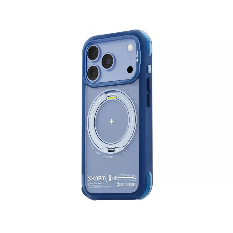 Skinarma Atlas suojakuori MagSafella ja kääntyvällä jalustalla iPhone 18 Pro / 17 Pro, sininen