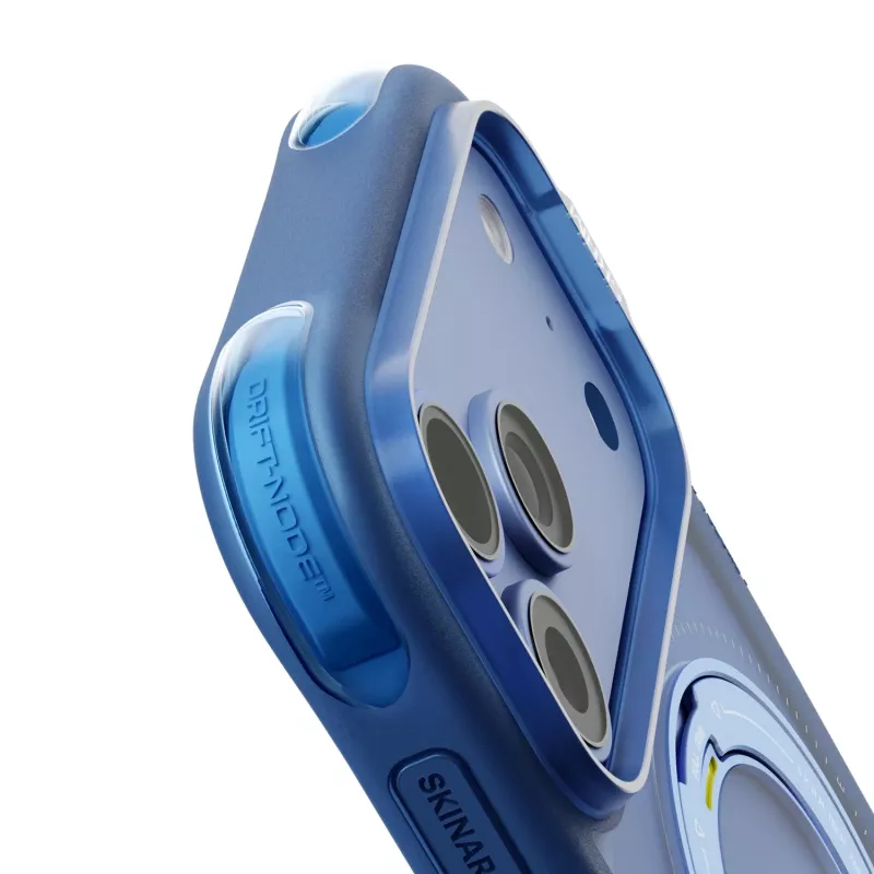 Skinarma Atlas suojakuori MagSafella ja kääntyvällä jalustalla iPhone 18 Pro / 17 Pro, sininen