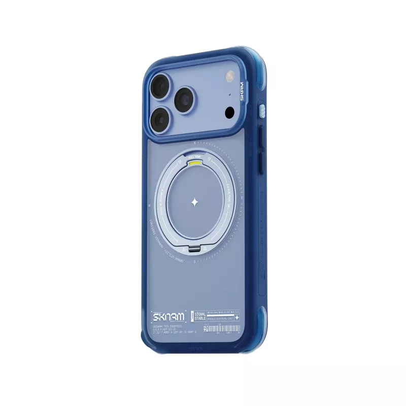 Skinarma Atlas suojakuori MagSafella ja kääntyvällä jalustalla iPhone 18 Pro Max / 17 Pro Max, sininen