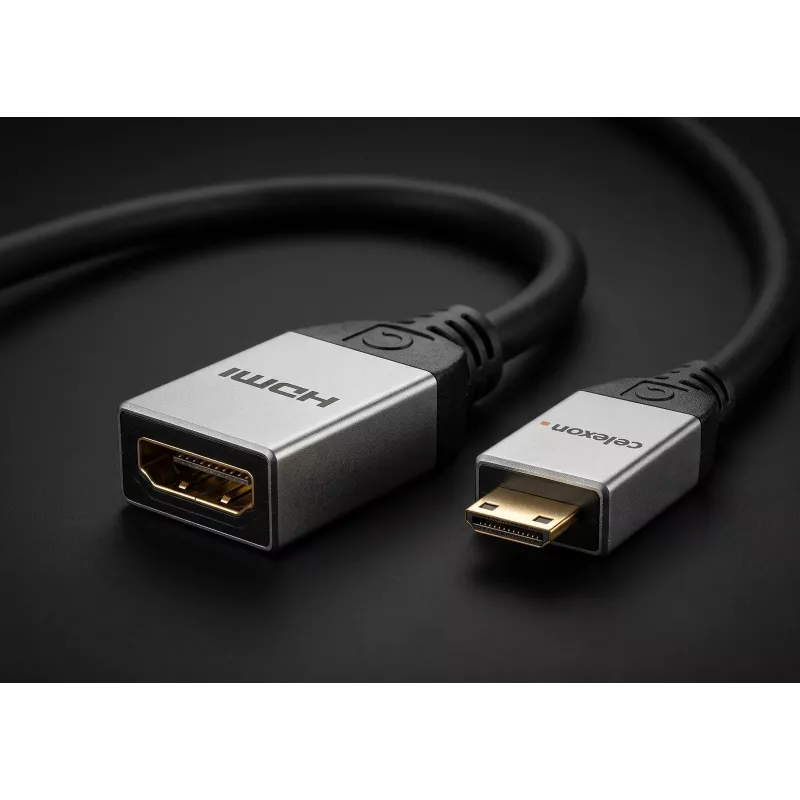celexon Mini HDMI M/F -sovitin Ethernet-tuella, 2.0a/b, 4K, Professional