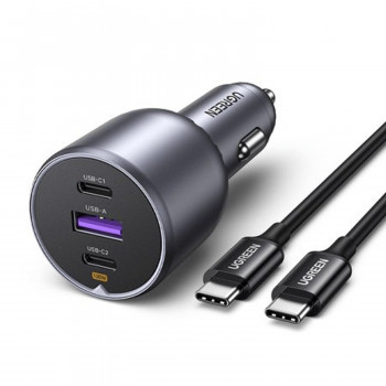 Ugreen EC705 autolaturi, USB + 2x USB-C, 130 W, 1 m 5 A:n kaapelilla
