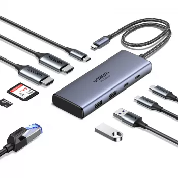 Ugreen CM498 USB-keskitin, 1x USB-C PD, 2x USB-C, 2x USB-A 3.2 Gen2 (45379)