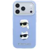 Karl Lagerfeld KF003247 Saffiano Karl & Choupette Heads Pins & Logo -suojakotelo iPhone 18 Pro / 17 Pro -puhelimelle, vaaleansininen